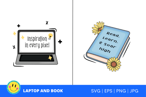 A Laptop and a Book - Back to School Graphics