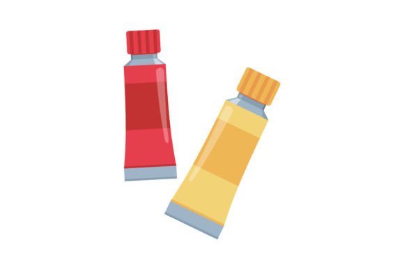 Back to School Acrylic Paints Icon Graphics