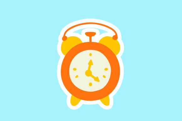 Back to School Alarm Clock Sticker Icon Graphics