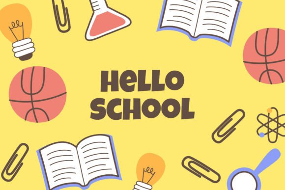 Yellow Background Back to School Lamp Graphics